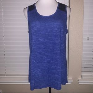 Olivia Moon Blue & Black Lace Detail Tank